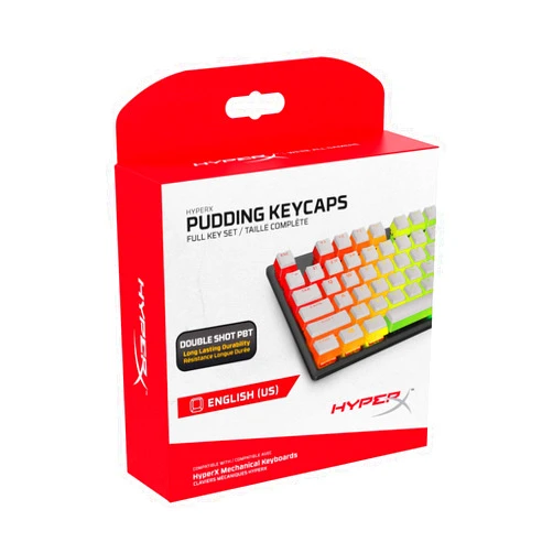 HyperX Pudding Keycaps - Double Shot PBT Keycap Set with Translucent Layer, for Mechanical Keyboards, Full 104 Key Set, OEM Profile, English (US) Layout - White
