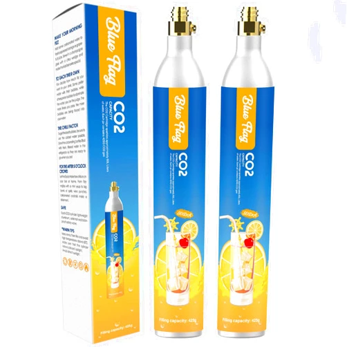 Generic BLUE FLAG 60L Co2 Carbonator Compatible with Sodastream Appliances (Excluding Art, Terra Seltzer Maker), 14.5oz, Set of 2