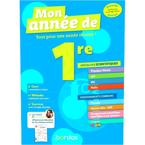 David Dubus,Sandrine Schreyeck,Bernard Msihid,Laurent Cooper,Valérie Kennel,Tantely Rahobisoa,Fabien Aoustin,Sophie Pailloux-Riggi,Jacqueline Turgis,Magali Domain,Norbert Dubouis,Sébastien Piecuch,Bénédicte Zielewski,Loïc Hamandjian,Bruno Lavigne,Denis Regaud,Claire Vittecoq,Alejandra Chulia Jordan Mon Année de 1re Spécialités Sciences + Enseignements communs