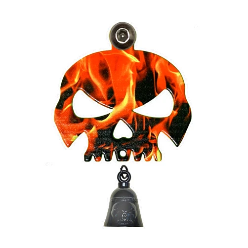 Kustom Cycle Parts Fire Skull Bell Hanger/Mount with bell option for Motorcycle Bolt & Ring Included fits all bikes Road King Street Glide Harley Davidson (Gloss Black)