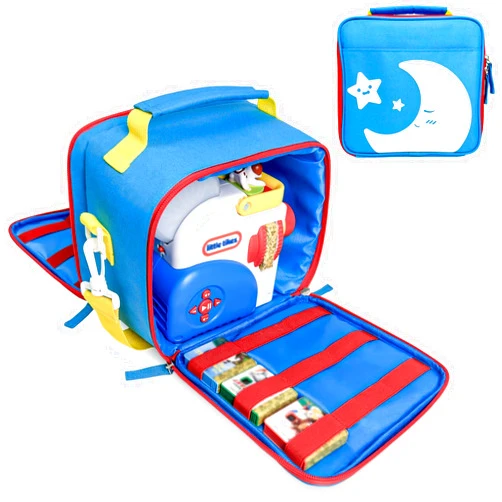 Mao Yeye Carrying Case Compatible with Little Tikes Story Dream Machine Books Starter Set, Portable Storage Bag for Story Books, Audio Play and Character with Handle and Shoulder Strap (Blue)