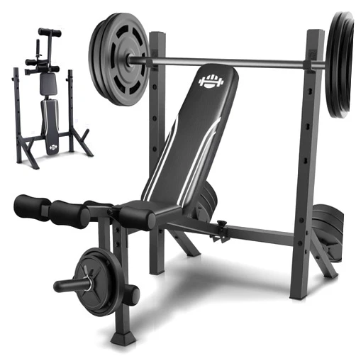 ANCHEER 900LBS Weight Bench Set with Squat Rack, Adjustable Bench Press Set with Leg Extension and Leg Curl, Flat Incline Decline Workout Bench for Home Gym Full Body Strength Training