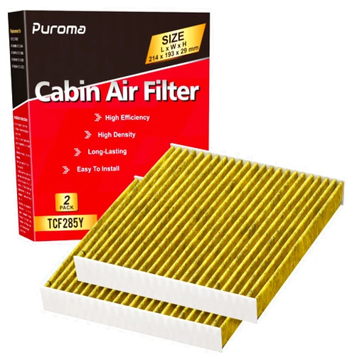 Puroma Cabin Air Filter with Activated Carbon Compatible with CP285, CF10285, Toyota Camry, RAV4, Highlander, Corolla, Sienna, Tundra, Prius, 4Runner, Subaru Outback, Lexus, Scion, Land Rover (2 pcs)