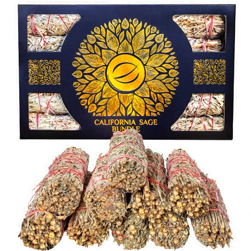 LOTS OF ZEN LotsOfZen 4 Inch Premium California Blue Sage Bundle (10 Pack) — Sage Smudge Sticks for Home Cleansing, Meditation, Yoga, Energy Healing — Grown and Packaged in The USA Blue Sage - 4 Inch (Pack of 10)