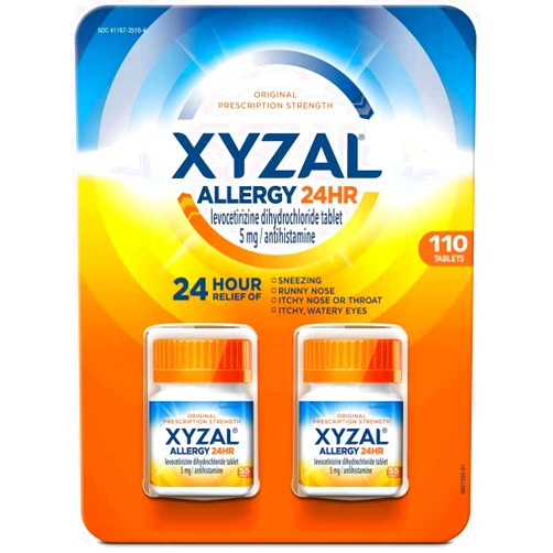 Xyzal Allergy Pills, 24-Hour Allergy Relief, Original Prescription Strength,55 Count (Pack of 2)