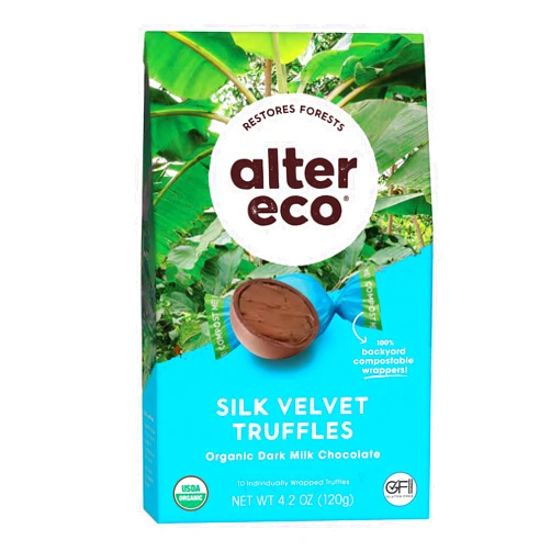 Alter Eco | Silk Velvet Truffles | 39% Pure Dark Cocoa, Fair Trade, Organic, Non-GMO, Gluten Free Dark Chocolate Truffles (10 Count (Pack of 1))