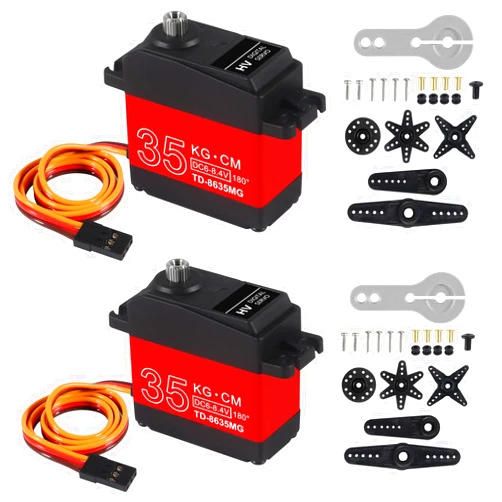 AITRIP 2Pack 35KG RC Servo High Torque Servo Motors, Waterproof Full Metal Gear Steering Servo for 1/6 1/8 1/10 1/12 RC Car Robot DIY, Digital Servo with 25T Servo Horn, (Control Angle 180°)