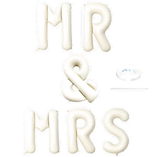 Lingqiang 40 Inch Beige MR & MRS Balloons for Wedding Decor, Large Cream Mr and Mrs Foil Balloon Letter, Ivory White Sand Mr to Mrs Banner Sign for Bride Groom Engagement Couple Sweetheart Party Decorations