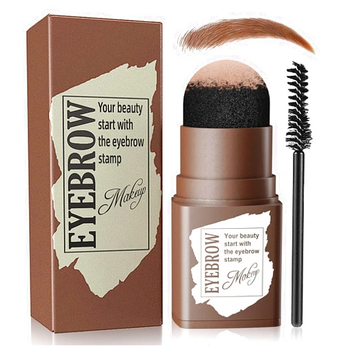 OETUIOW Eyebrow Stamp and Eyebrow Stencil Kit, Eyebrow Powder with 24 Reusable Eyebrow Stencils Kit for Beginners to Natural Brow, 1 Step Brow Stamp Kit Smudge-Proof & Long-lasting & Waterproof (Light Brown)