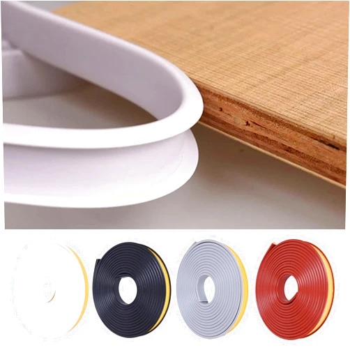 EVERDIJ U-Shape Edge Banding, 16.4ft Self Adhesive Veneer Edging,TPE Flexible Furniture Edge Protector for Cabinet Repair Furniture Restoration (12MM, Black)
