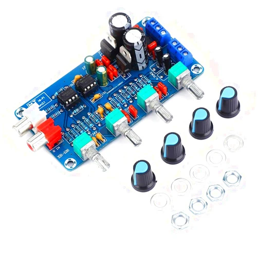 Walfront NE5532 Preamplifier Tone Board HiFi Stereo Amplifier Volume Control 4 Channels Amplifier Treble Mediant Bass Volume AC 12V-18V