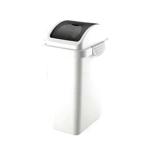 Yingliqi Slim Trash Can with Swing Lid, Plastic Trash Bin for Kitchen, Waste Bin for Narrow Space, Bathroom, 11 Liter