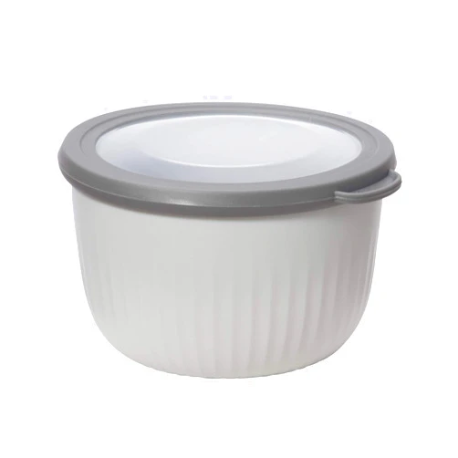 Oggi Prep, Store & Serve Plastic Bowl w/See-Thru Lid- Dishwasher, Microwave & Freezer Safe, (1.4 qt) Lt Gray w/Dk Gray Lid