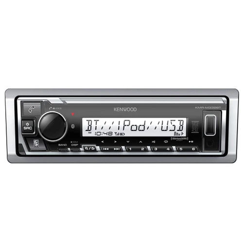 KENWOOD KMR-M332BT Car & Marine Stereo - Single Din, Bluetooth Audio, USB MP3, Aux in, AM FM Radio SiriusXM Ready, Weatherproof, Multi Color Illumination