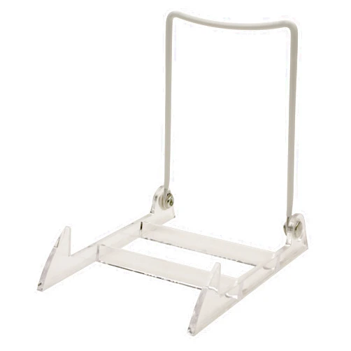 Gibson Holders 12-Pack 3PL Large Display Stand for Plates, Platters, China, Kitchenware, Home Decor, Artwork & More - Clear Base/White Wire