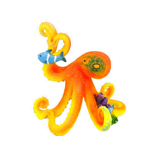 SEAKINGDOM YHH Decorative Deep sea Octopus Statue. Octopus Figurine. Resin Standing Octopus Table Décor. (Orange)