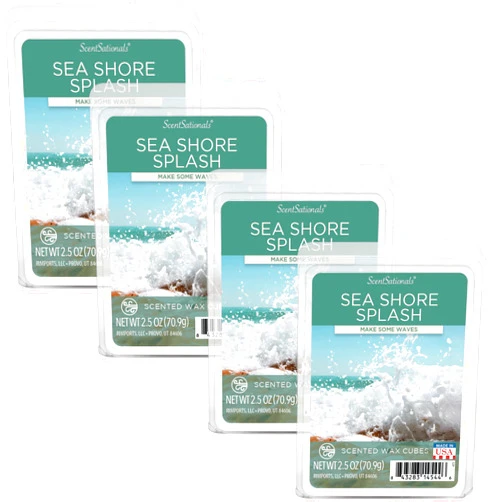 Scentsationals Scented Wax Fragrance Melts - Seashore Splash - Wax Cubes Pack, Home Warmer Tart, Electric Wickless Candle Bar Air Freshener, Spa Aroma Decor Gift - 2.5 oz (4-Pack)