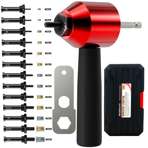 WelderElite Rivet Nut Drill Adaptor Tool Kit Contains 290 Rivet Nuts and 13 mandrels