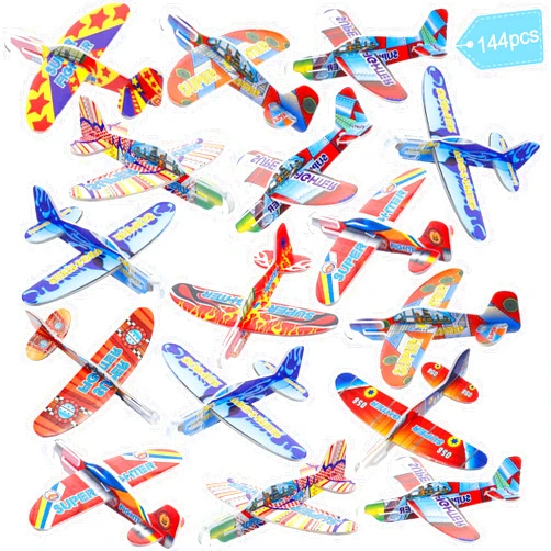 Libima 144 Pcs Foam Airplanes Toy for Kids Bulk Glider Planes Outdoor Flying Toys Airplane Party Favors Individually Wrapped Foam Plane Kit for Birthday Party Carnival Classroom Prizes