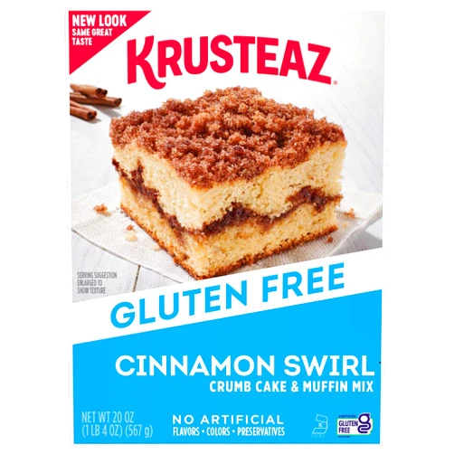 Krusteaz Gluten Free Cinnamon Swirl Crumb Cake & Muffin Mix, 20 oz Boxes (Pack of 8)