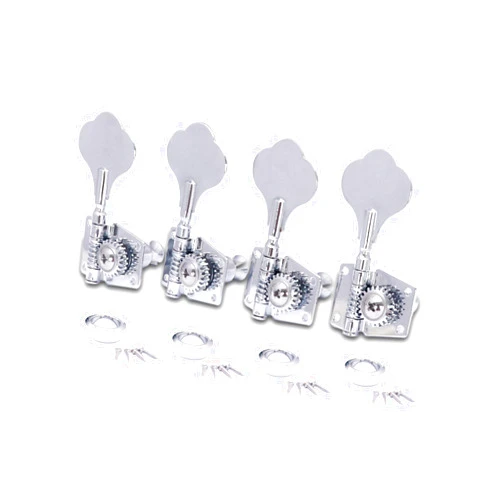 Metallor Vintage Open Gear Machine Heads Tuners Tuning Pegs 4 In Line Right Hand Guitar Parts Replacement for P Bass J Bass Chrome 4PCS