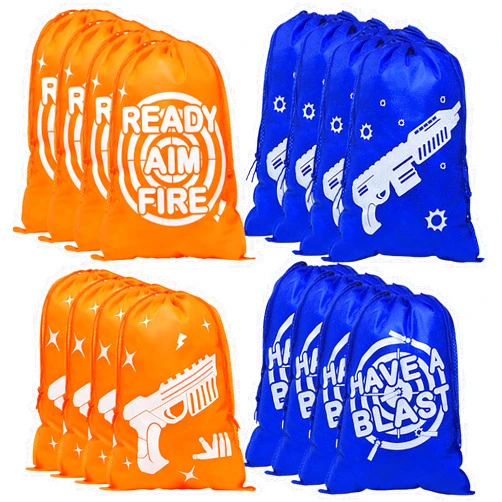 Shappy Dart Battle Party Supplies Bags Party Goody Treat Drawstring Bags Reusable Cloth Wars Birthday Favors for Gun Target Theme Birthday Supplies Favors(classic Style,16 Pack)