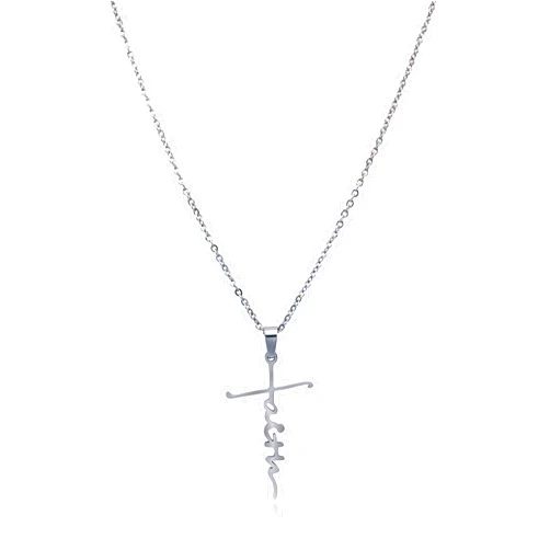 Dczosily Cross Necklace for Men Women Stainless Steel Necklaces Silver Cross Pendant Necklaces Simple Faith Jewelry Gifts for Christmas Birthday Gift