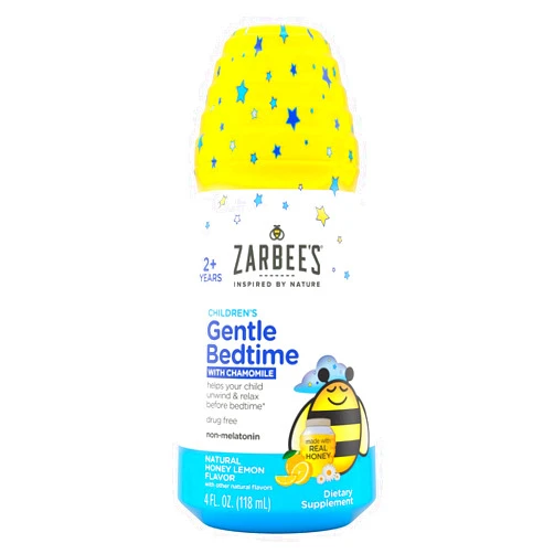 Zarbee's Gentle Bedtime Liquid for Kids - Melatonin-Free Blend of Natural Honey, Lemon, and Chamomile helps Children unwind and relax to prepare for sleep, 4oz