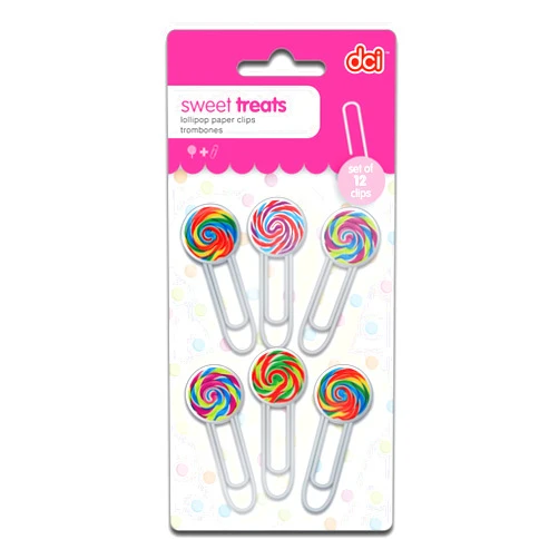 DCI Sweet Treats Lollipop Paper Clips, Set of 12