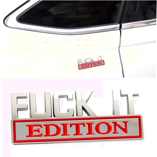 Vimeka Fuck-IT Edition Logo Car Emblem Badge Decal Sticker, Silver