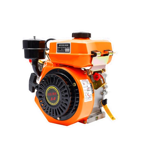 KinHall 196CC Diesel Engine,3HP 4-Stroke Single-Cylinder Air-Cooled Inclined Horizontal Engine Motor Manual Start Direct Injection 2.2kw, Dynamic Recoil Start 3000rpm (Orange, 168F)