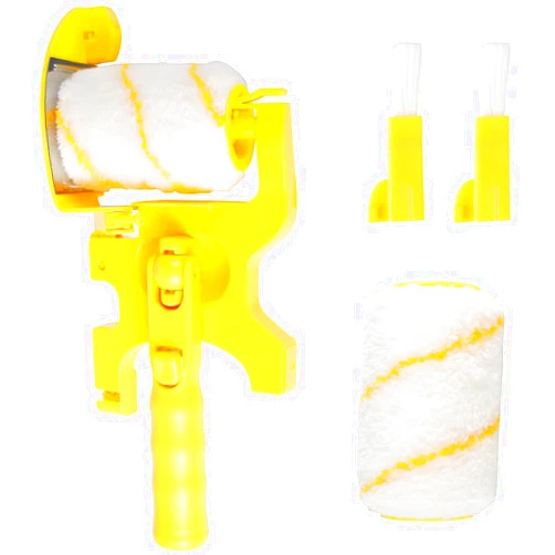 Janoiuc Paint Edger Roller Brush,Multifunctional Hand-held Clean-Cut Paint Edger Roller Brush Portable Tool, Paint Edger with Roller and Brush for Home Room Wall Ceiling Window Painting (Long)