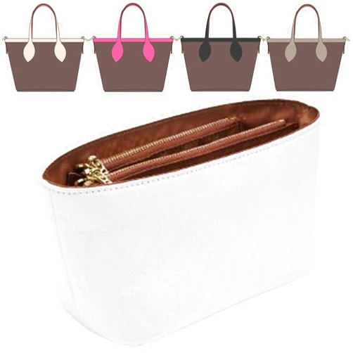 Doxo Upgraded Purse Organizer Insert,Bag Organizer Insert for Lv Neverfull BB/Mini and More, Ultra-lightweigt Waterproof DupontPaper, Keeps Tote Handbags Shaped & Neat (BB,zipper)