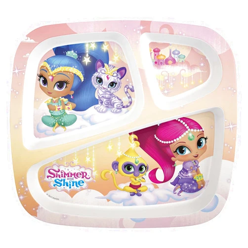 Nickelodeon Zak Designs Nick Jr. 3-section Kids Plate, Shimmer & Shine