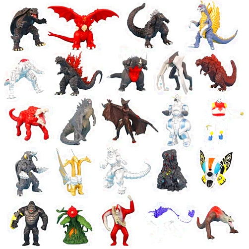 Generic Set of 24 Dragon vs Kong Toys, Dinosaur Action Figures 2-3 Inch, King of The Monsters, Battle Roar B.E.A.S.T. Glove Shimo Frost Bite Mecha King Ghidorah Skull Crawler Destoroyah Cake Toppers
