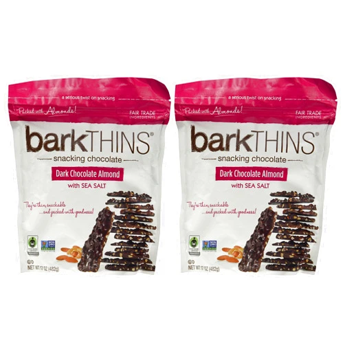 BarkTHINS Bark Thins Snacking Dark Chocolate ALMOND with Sea Salt 17 Oz. (Pack of 2)