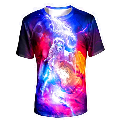 Asylvain Unisex 3D Graphic T-Shirt Colorful Design Short Sleeve Crewneck Digital Tee for Young