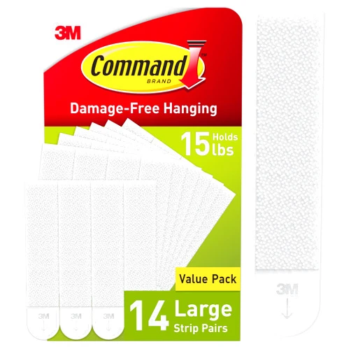 Command 15 lb Large Picture Hanging Strips 14 Pairs (28 Command Strips), Damage Free Hanging Picture Hangers, No Tools Wall Hanging Strips for Home Decor, White Adhesive Strips