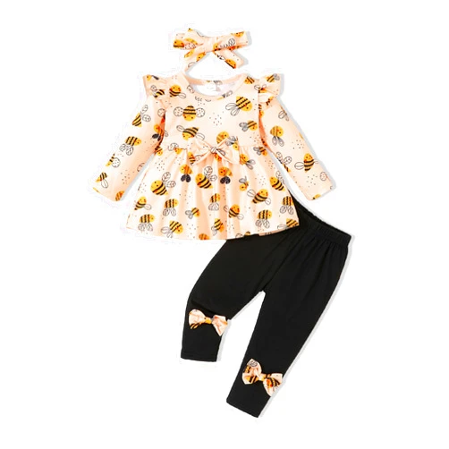 Doresbebe Toddler Baby Girl Clothes Infant Girl Outfits Fall Ruffle Floral T-Shirt Top Pants Set Winter Clothes