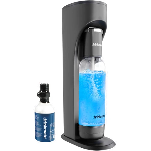 Drinkmate OmniFizz Sparkling Water and Soda Maker, Carbonates Any Drink, with 3oz CO2 Test Cylinder (Matte Black)