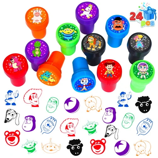 TEOY 24 Pcs Toy Inspired Story Themed Stampers, Toy Inspired Story Birthday Party Supplies Favors, Classroom Rewards Prizes, Goody Bag Treat Bag Stuff for Toy Inspired Story Birthday Party Gifts