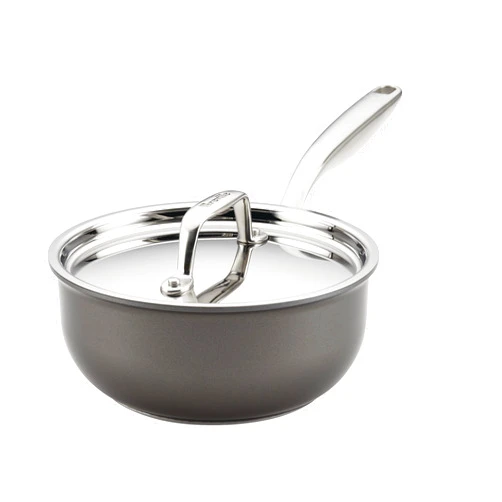 Breville Thermal Pro Hard Anodized Nonstick Sauce Pan/Saucepan/Saucier with Lid, 2.5 Quart, Gray
