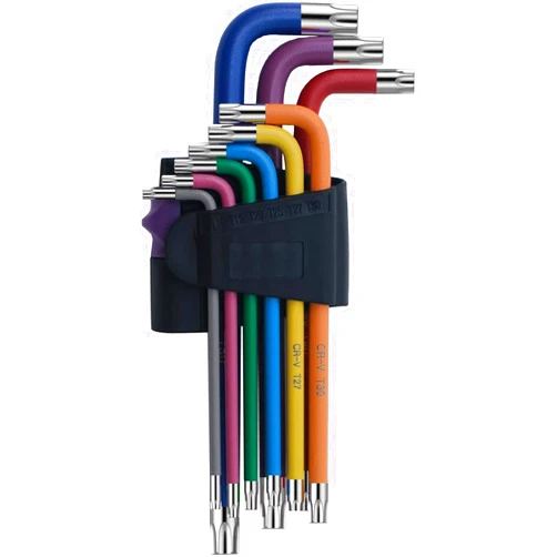 TOOGOND 9 Pc Hex Key Allen Wrench Set, Torx TRX Star Coloured Wrench Set T10, T15, T20, T25, T27, T30, T40, T45, T50 for Furniture Assembly, Bicycle Maintenance, Household DIY