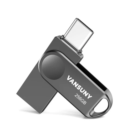 Vansuny 256GB Dual USB Type-C Flash Drive 2 in 1 OTG USB 3.0 Thumb Drive UDP-Tech Waterproof Metal Pen Drive for iPhone 15,Android Smartphones,Tablet,Laptop,PC