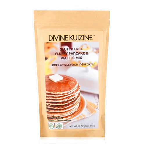 Divine Kuizine DivineKuizine Fluffy Pancake & Waffle Mix| Gluten free pancake mix| Gluten free Mix| Pancake mix just add milk| Easy to use waffle and pancakes mix 2lbs (3 Pack)