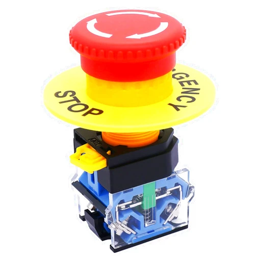 TWTADE 22mm 1 NO 1 NC Red Mushroom Emergency Stop Push Button Switch AC 440V 10A LA38A-11ZS