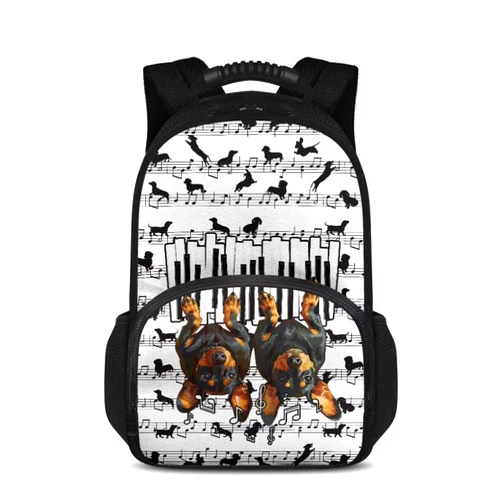 Gomyblomy Cute Backpack Cooler 17 Inch Insulated Cooler Bag for Lunch, Dachshund&Music Note Print Lightweight Backpack for Women Men Work Travel Camping Picnic