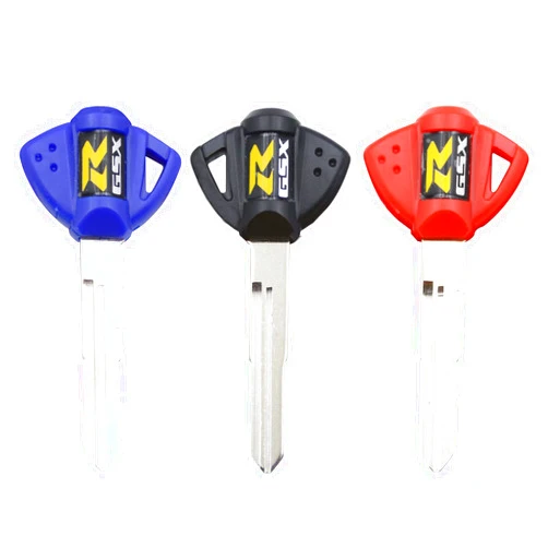 Gmobi 3x Motorcycle Blank Key Uncut Blade For Suzuki GSXR 600 750 1000 GSX1300R GSF 650, Black Blue Red