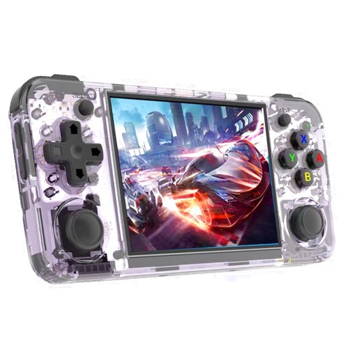 Uiexer RG35XX H Retro Handheld Game Console, Purple Gaming Console Built-in 64G TF Card 5474 Games, 3.5 Inch IPS Screen Linux System 8 Hours High Capacity Battery Support HDMI TV Output 5G WiFi Bt 4.2