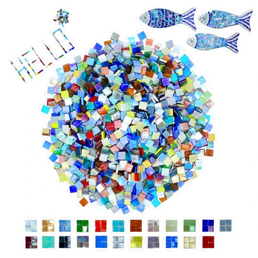 SMEIINIK 500g/1.1lb 23 Colors Glass Mosaic Tiles,Perfect for Mosaic DIY Art Projects and Home Decoration,Glass Mosaic Pieces,Mosaic Making Supplies,Mosaic Puzzle Material (MULTCOLOUR)